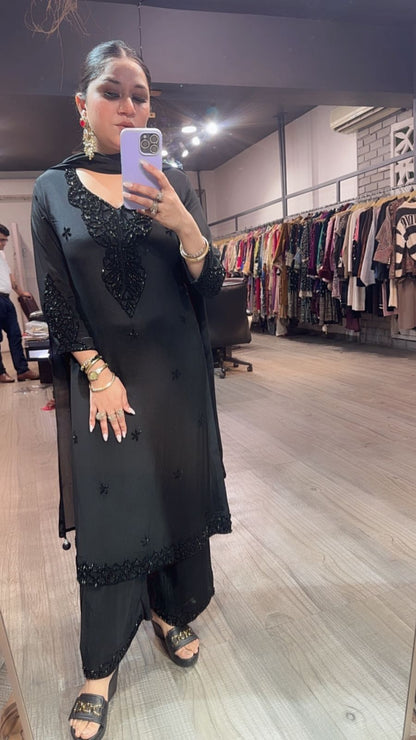 Chocolatti Black Katdana Designer Suit