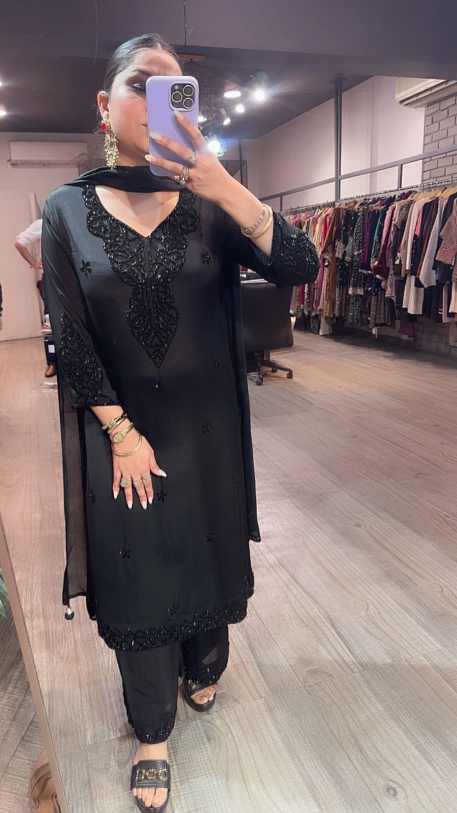 Chocolatti Black Katdana Designer Suit