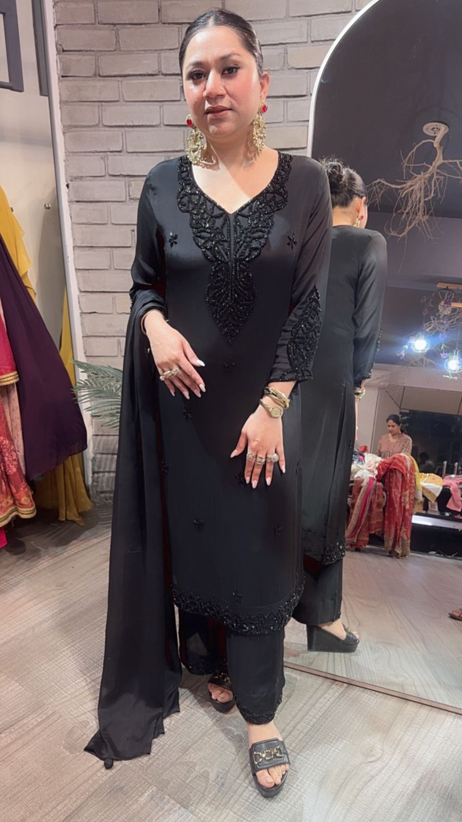 Chocolatti Black Katdana Designer Suit