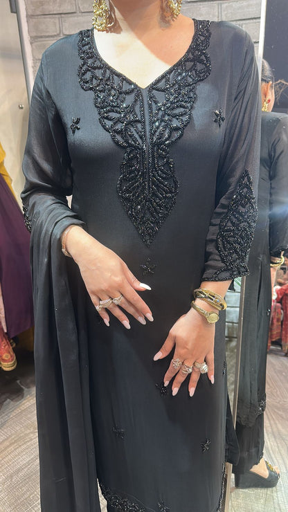 Chocolatti Black Katdana Designer Suit