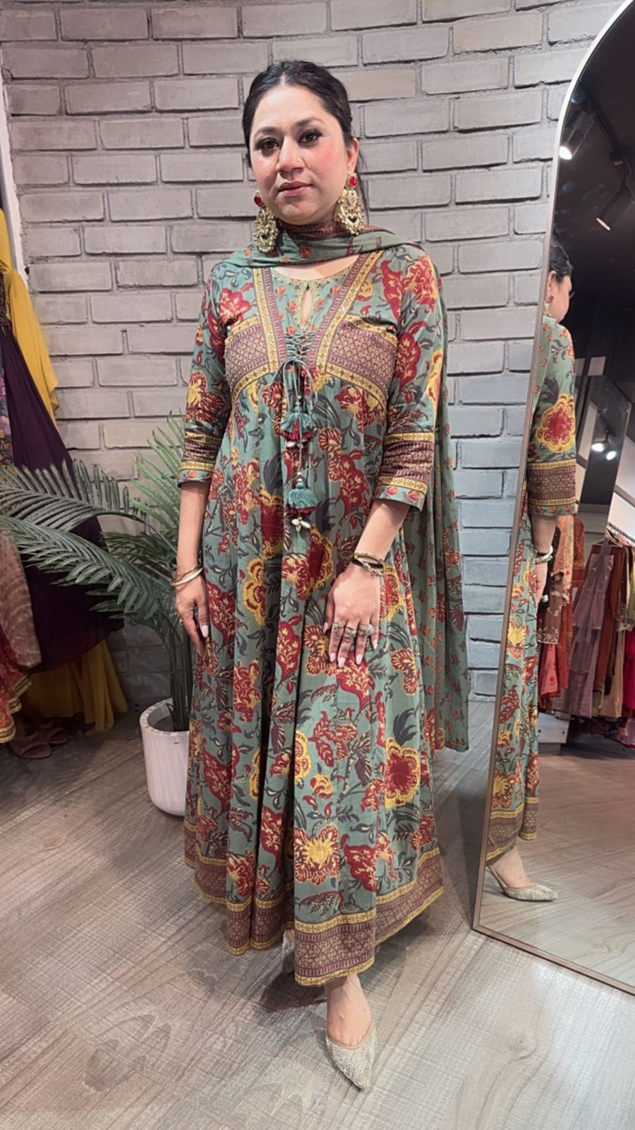 Rafta Sage Green Designer Anarkali Suit