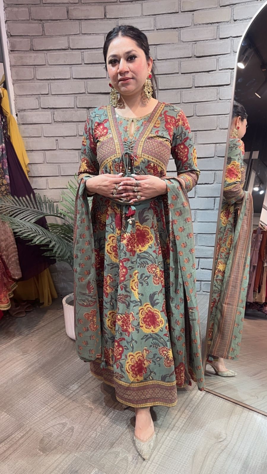 Rafta Sage Green Designer Anarkali Suit