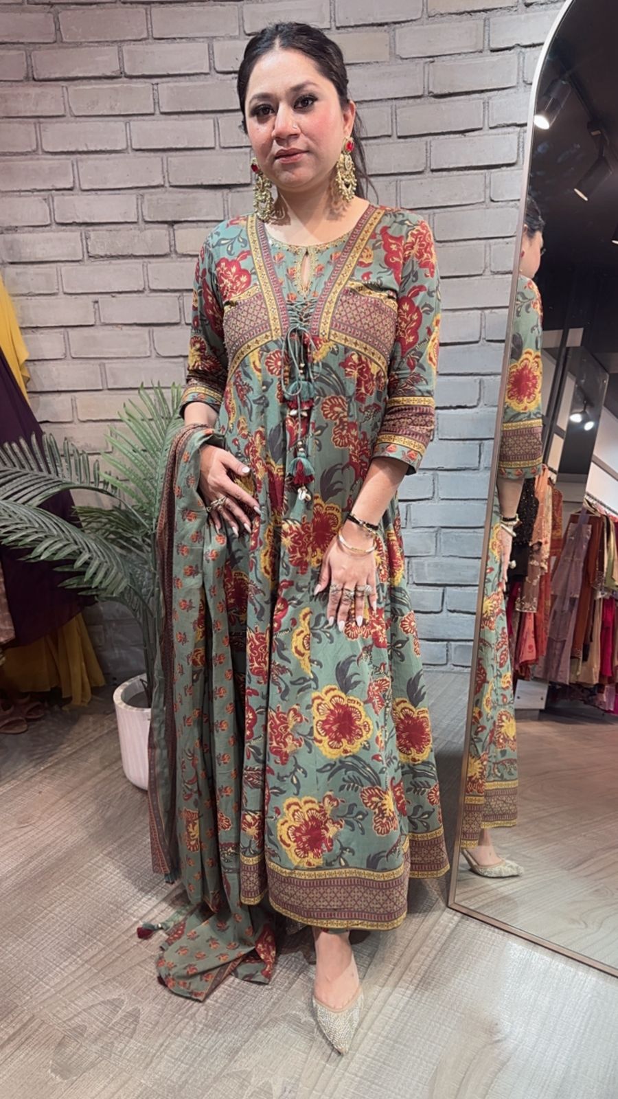 Rafta Sage Green Designer Anarkali Suit