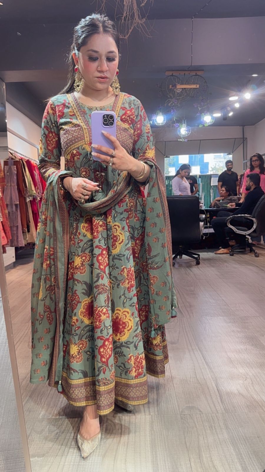 Rafta Sage Green Designer Anarkali Suit