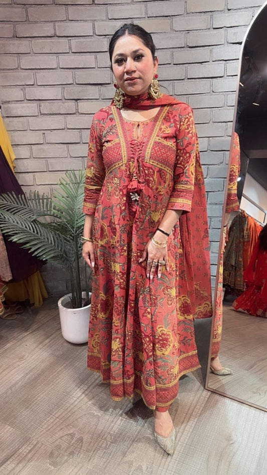 Rafta onion pink Designer Anarkali Suit