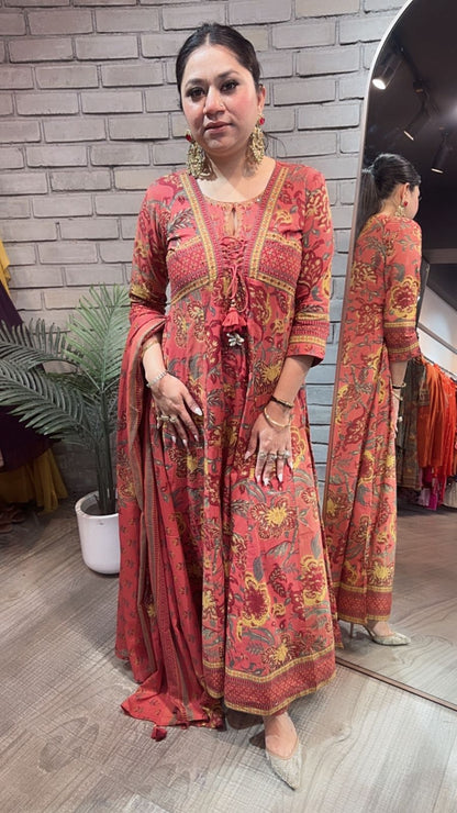 Rafta onion pink Designer Anarkali Suit