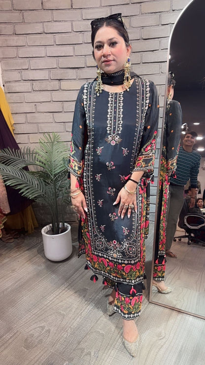 Simbha Black Digital Designer Suit