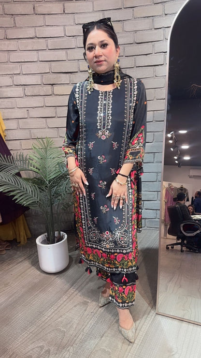 Simbha Black Digital Designer Suit