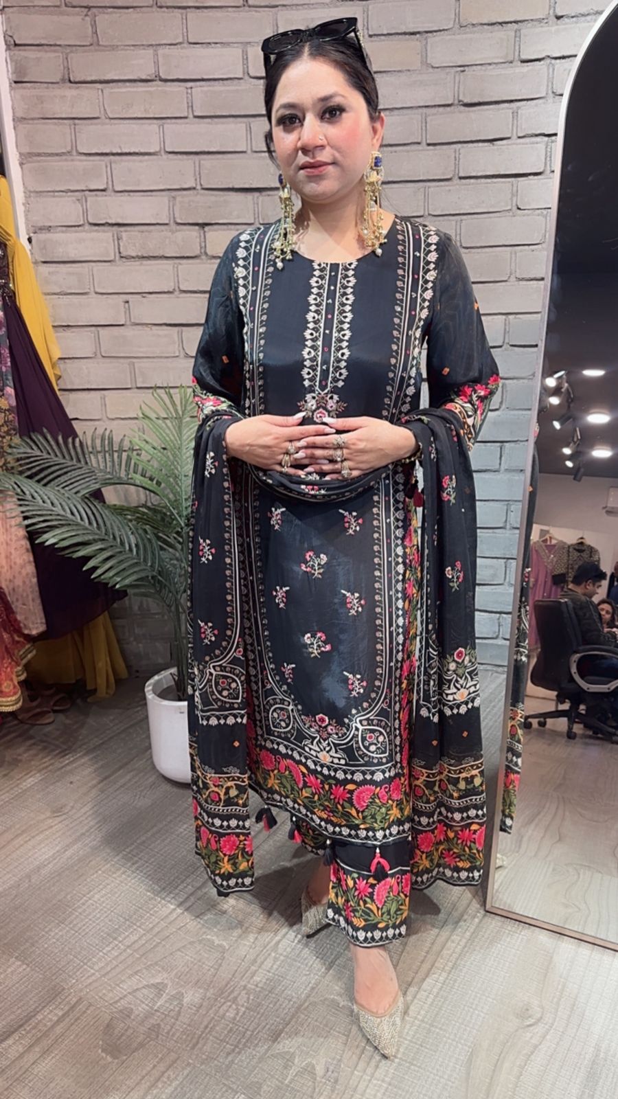 Simbha Black Digital Designer Suit