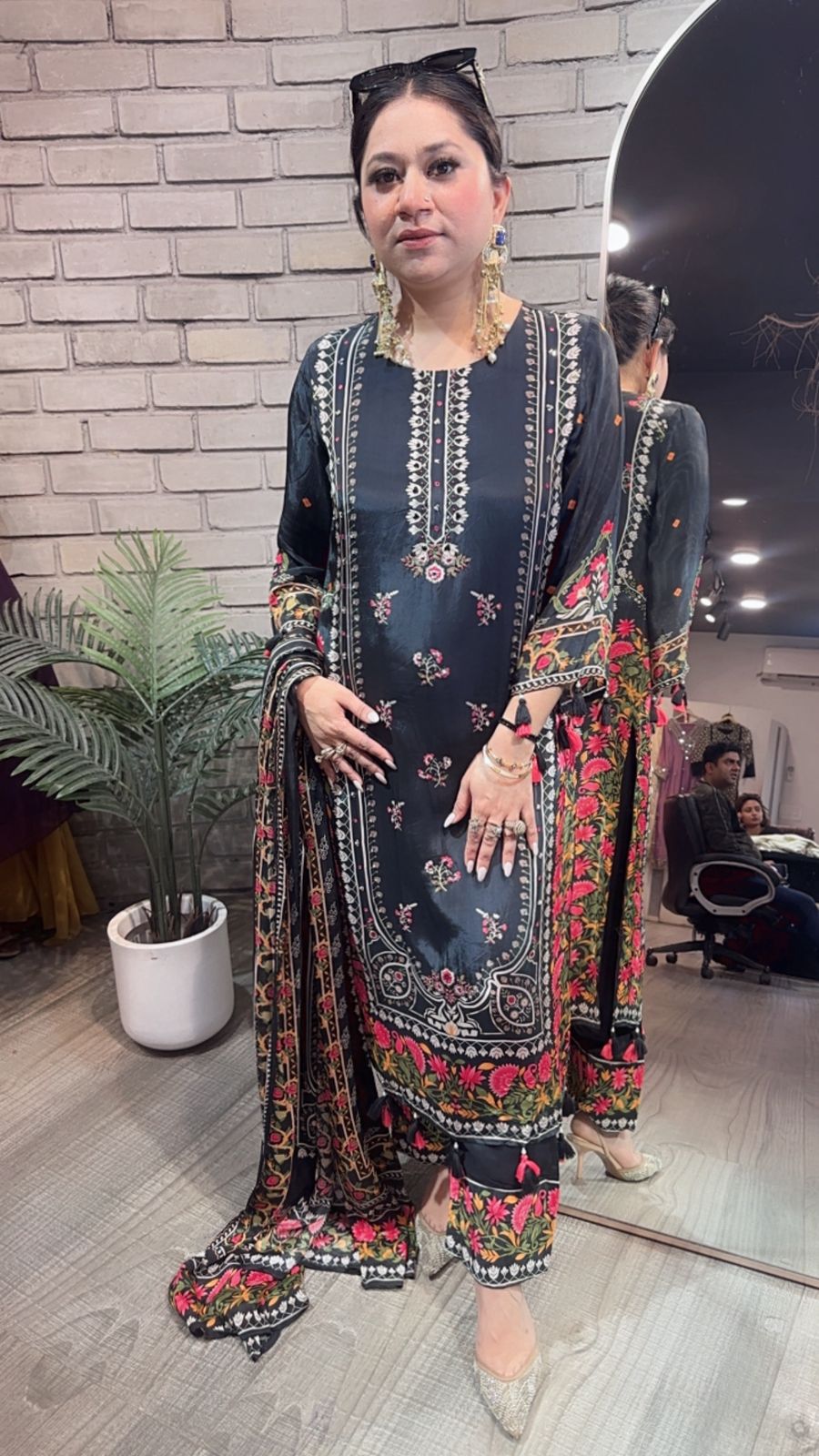 Simbha Black Digital Designer Suit