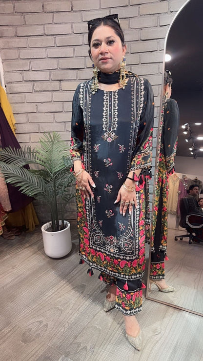 Simbha Black Digital Designer Suit