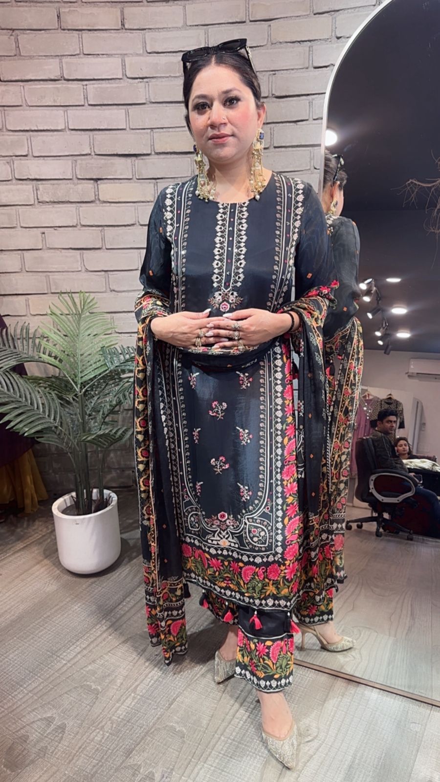 Simbha Black Digital Designer Suit