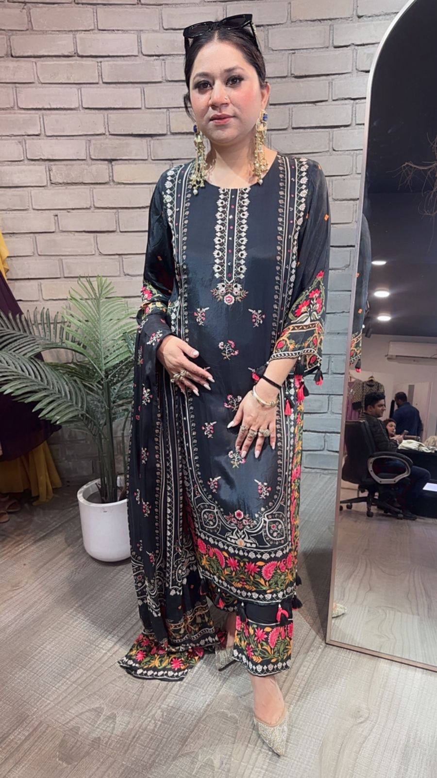 Simbha Black Digital Designer Suit