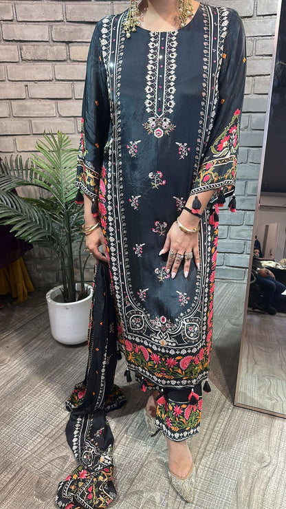 Simbha Black Digital Designer Suit