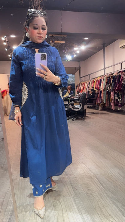 Koshki Indigo Anarkali Designer Suit
