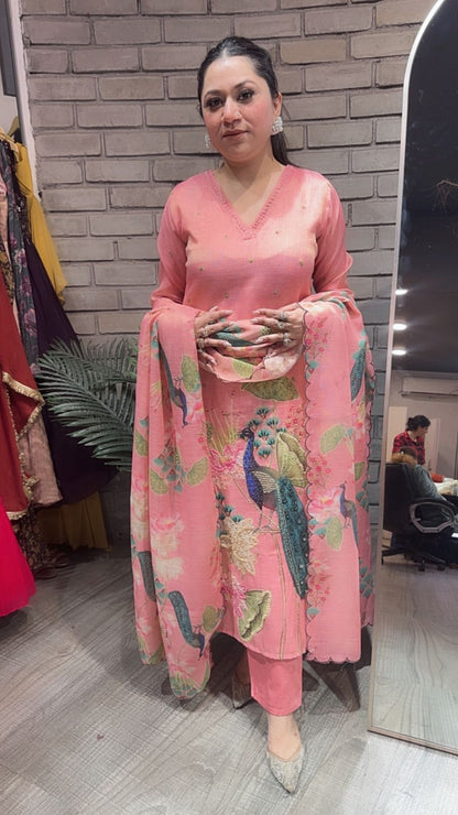 Bamboo pink Designer Suit