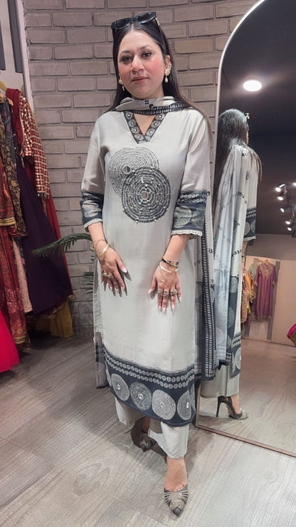 Meethi Grey Birthday Designer Suit