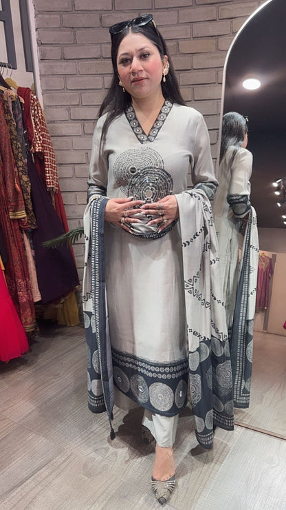 Meethi Grey Birthday Designer Suit