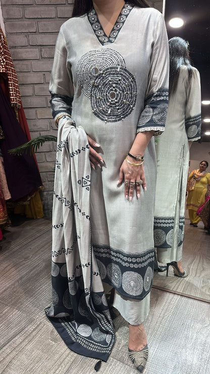 Meethi Grey Birthday Designer Suit