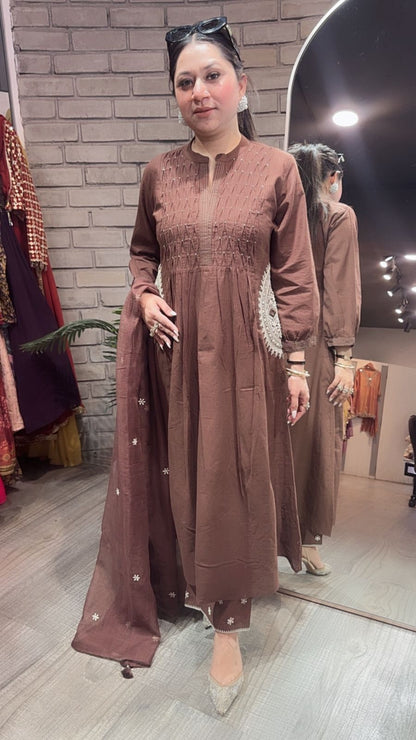 Koshki Coffee Anarkali Designer Suit