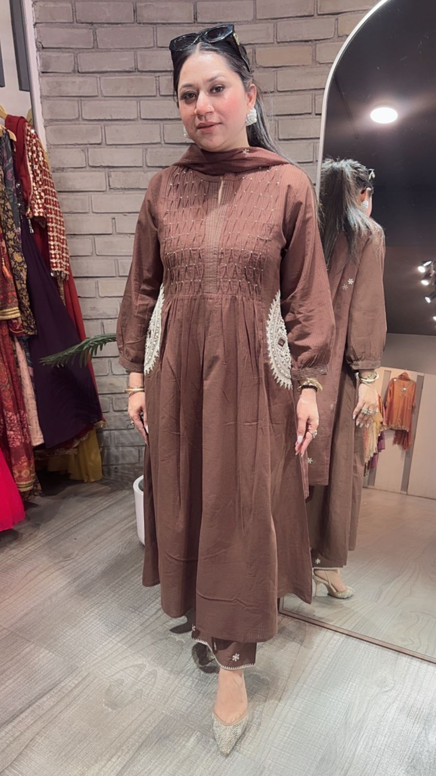 Koshki Coffee Anarkali Designer Suit