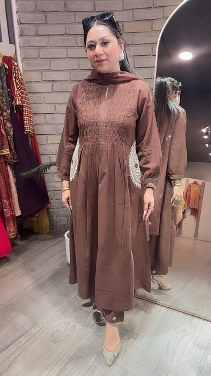 Koshki Coffee Anarkali Designer Suit