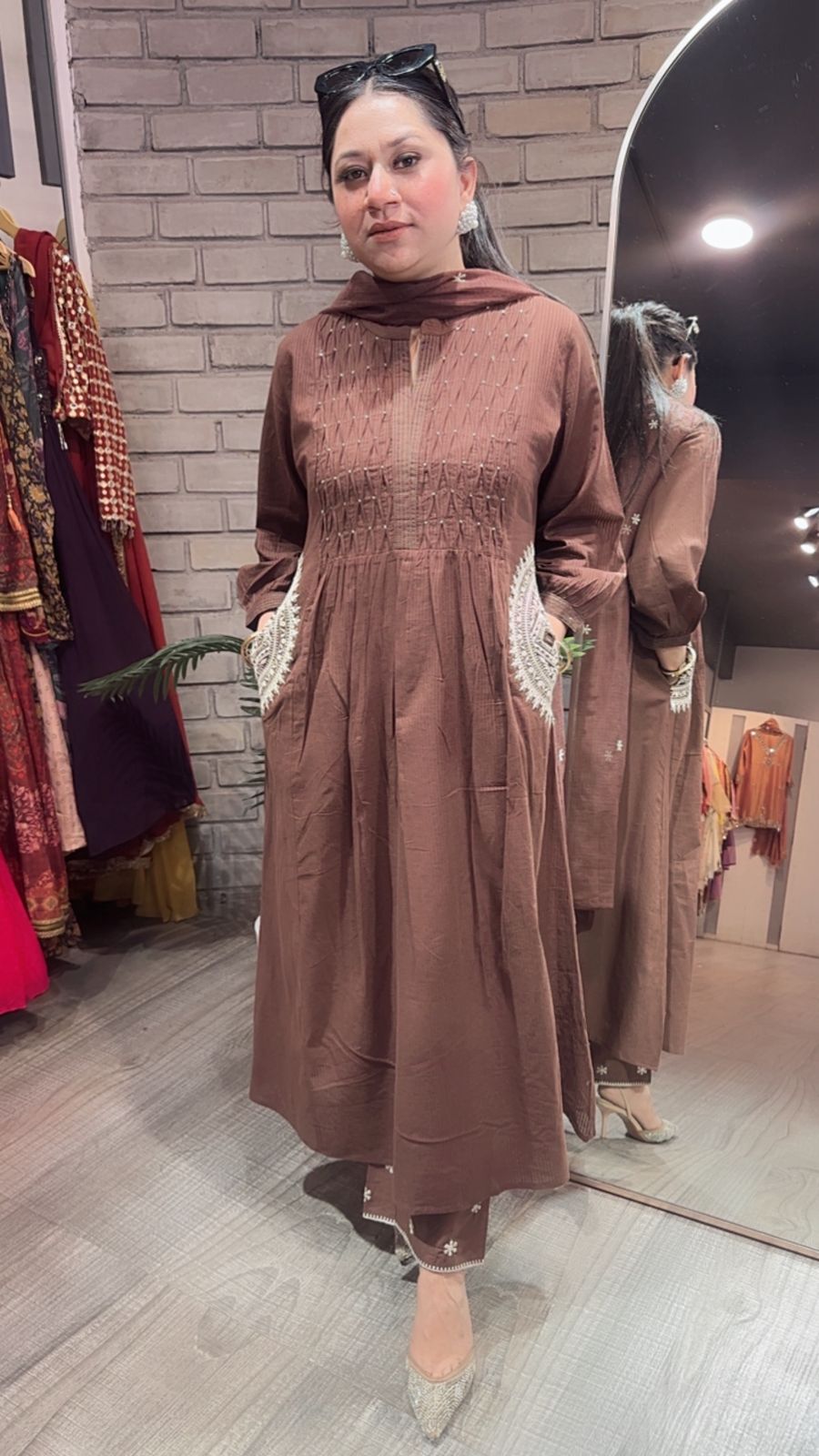Koshki Coffee Anarkali Designer Suit