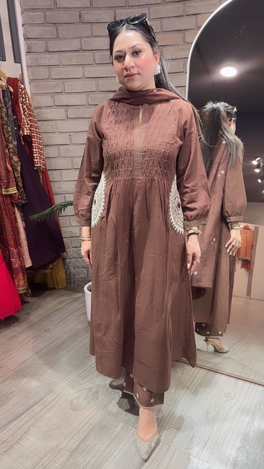 Koshki Coffee Anarkali Designer Suit