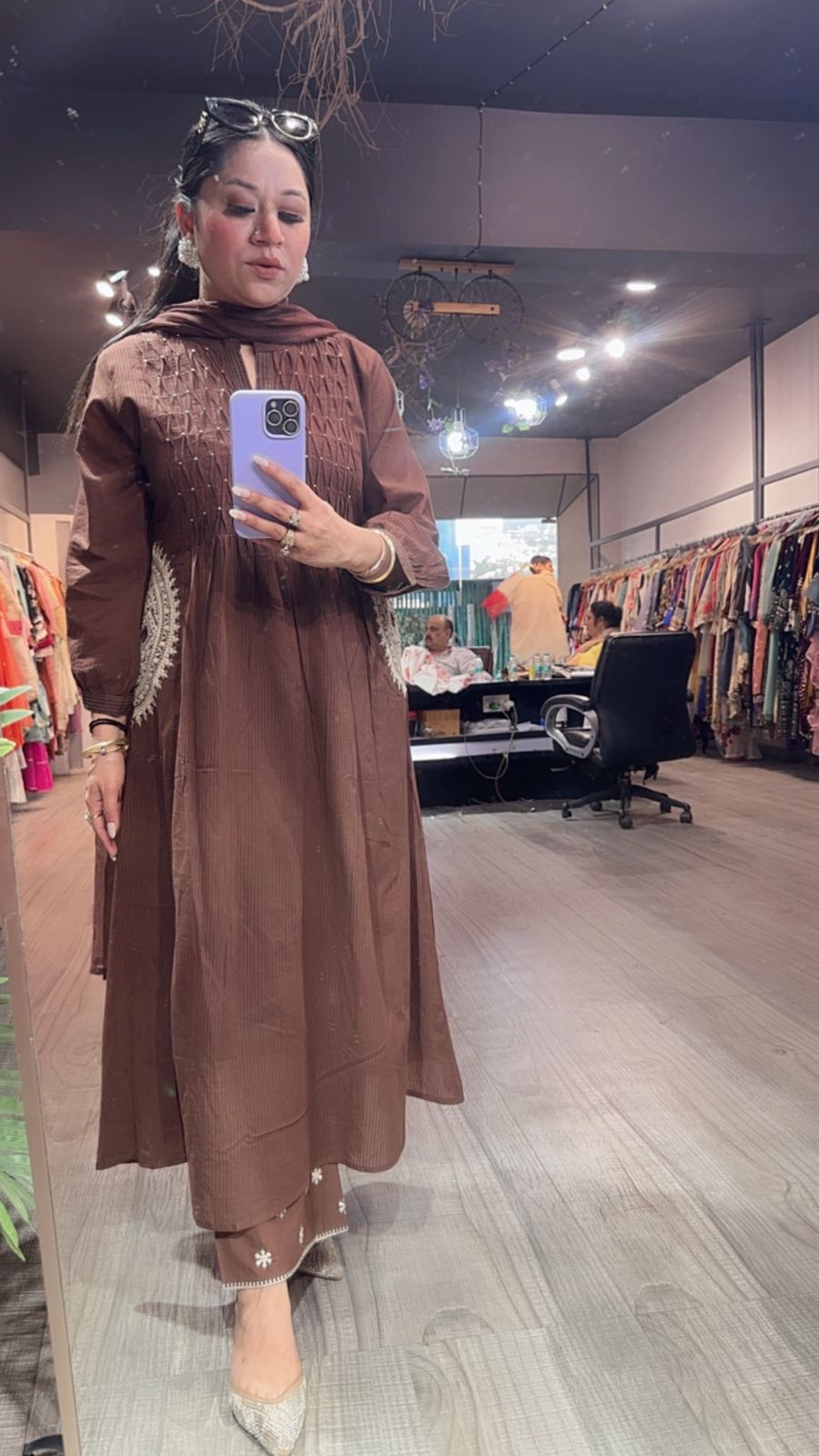 Koshki Coffee Anarkali Designer Suit