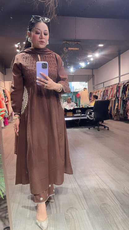 Koshki Coffee Anarkali Designer Suit