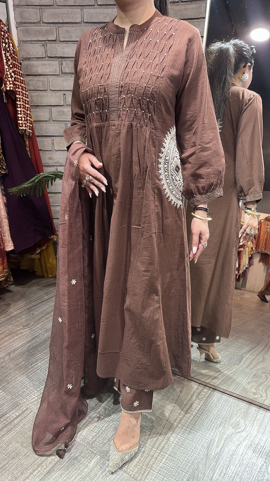 Koshki Coffee Anarkali Designer Suit
