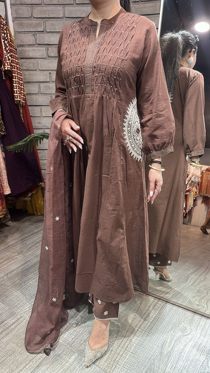 Koshki Coffee Anarkali Designer Suit