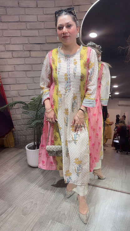 Ponny Pink Yellow Floral Designer Cordset