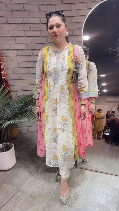 Ponny Pink Yellow Floral Designer Cordset