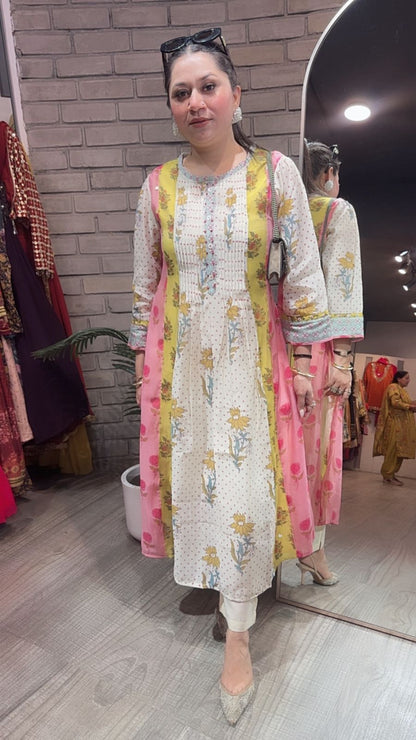 Ponny Pink Yellow Floral Designer Cordset