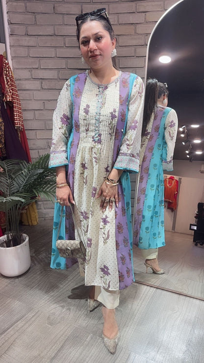 Ponny Purple Blue Floral Designer Cordset