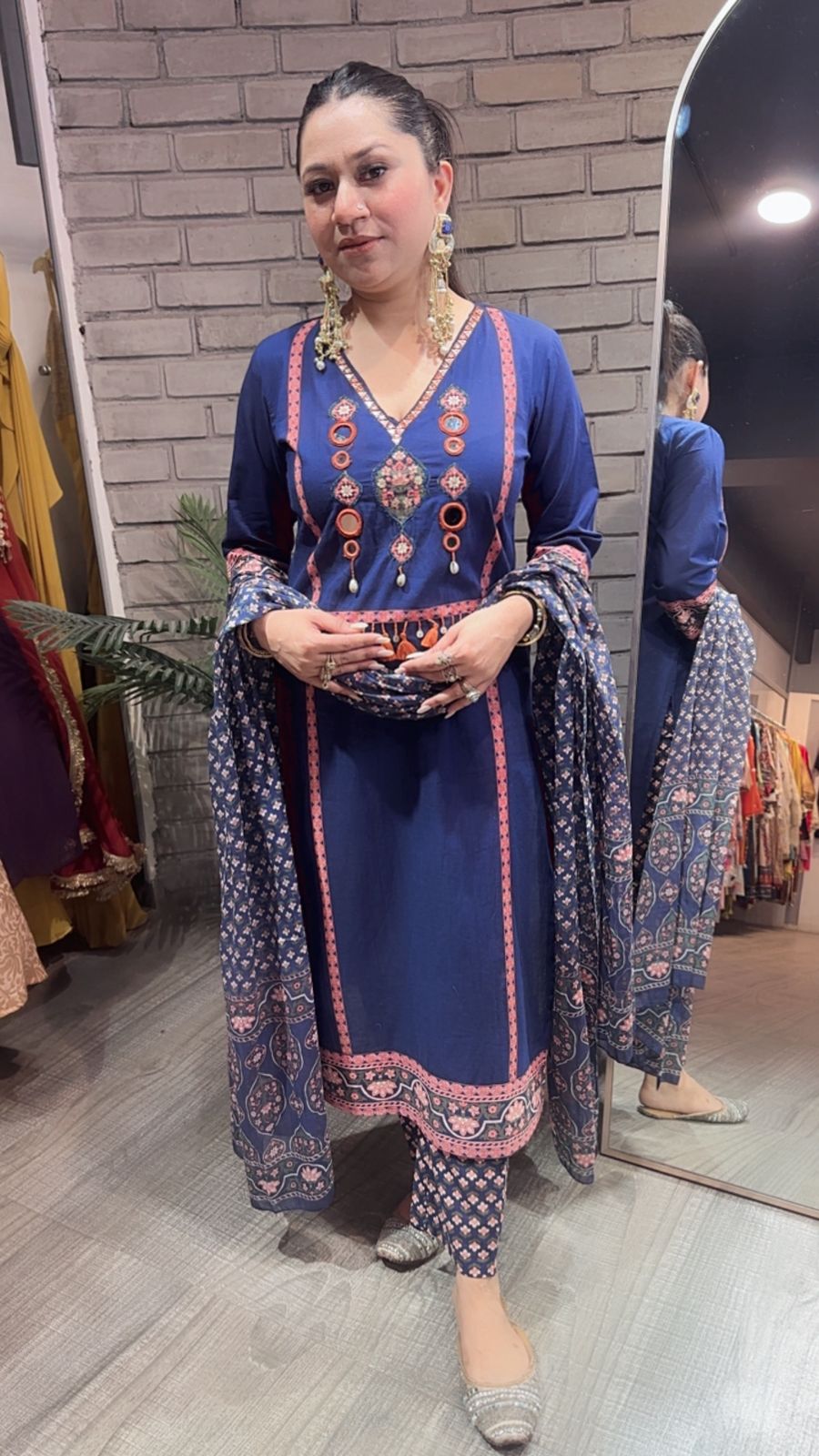 Kajra Navy Blue Designer Cotton Suit