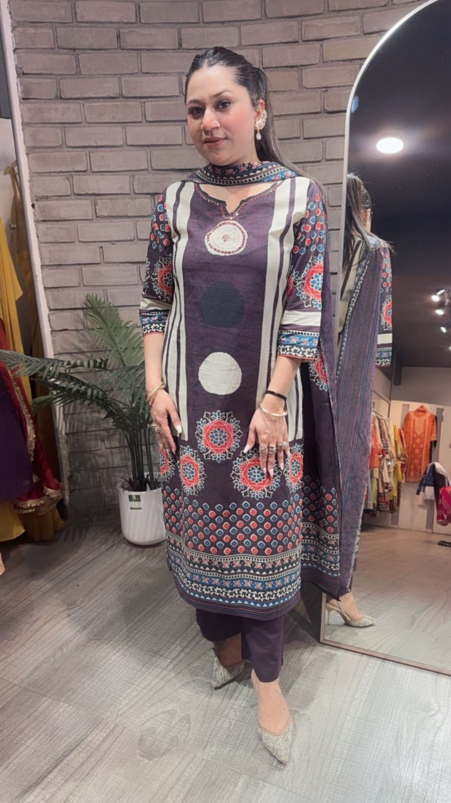 Koala purple Cotton Designer Suit