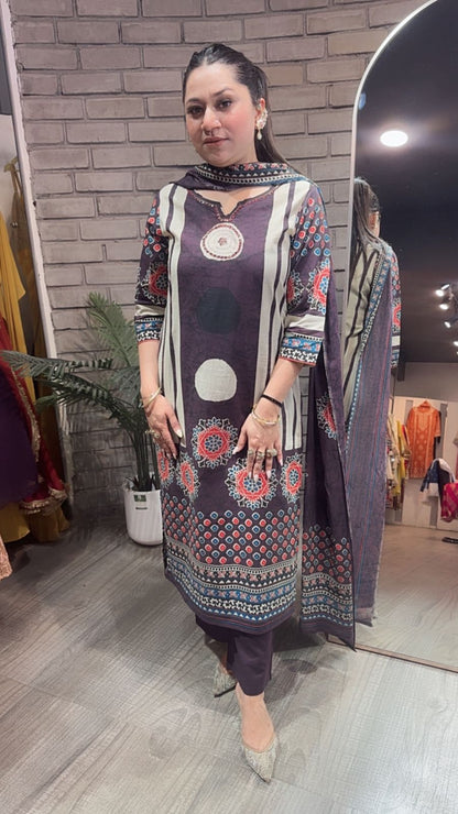 Koala purple Cotton Designer Suit