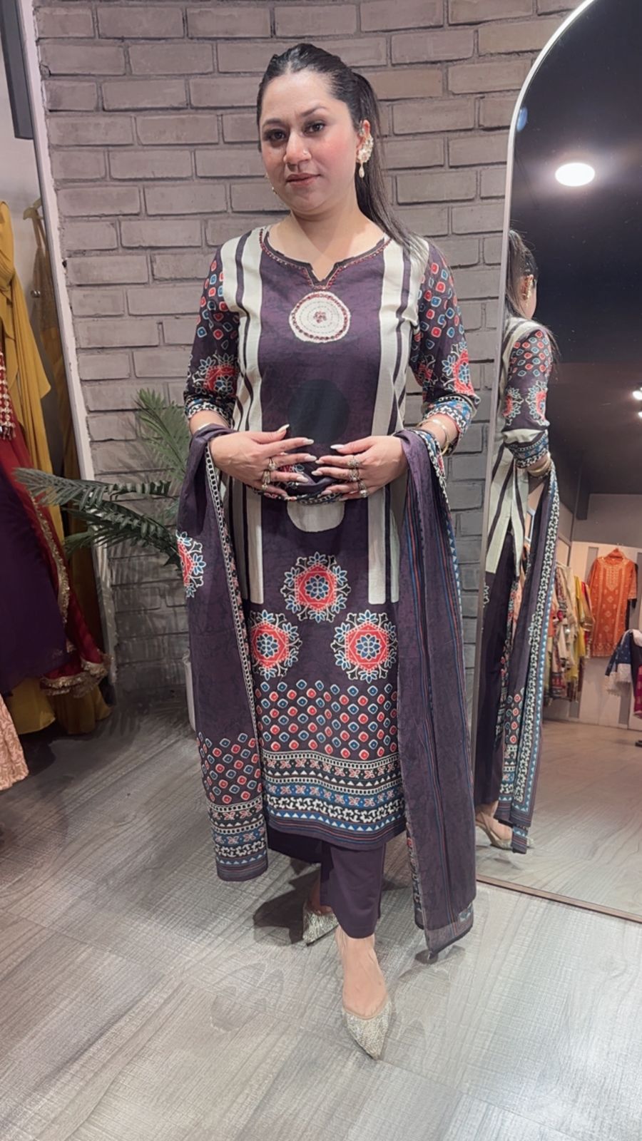 Koala purple Cotton Designer Suit