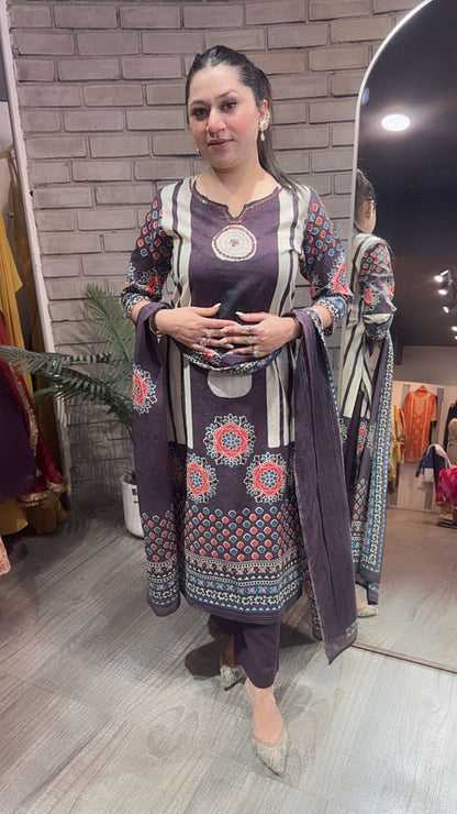 Koala purple Cotton Designer Suit