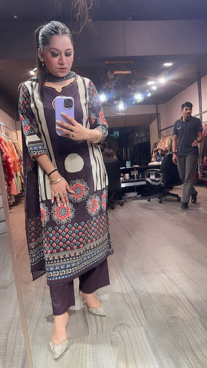 Koala purple Cotton Designer Suit