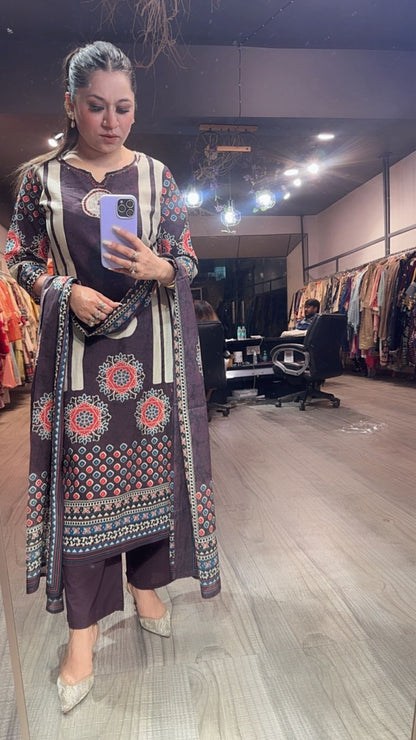 Koala purple Cotton Designer Suit