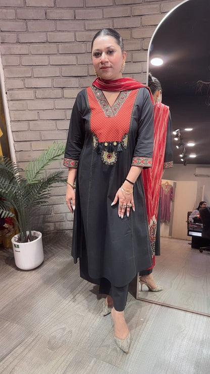 Espresso Black Designer Cotton Suit