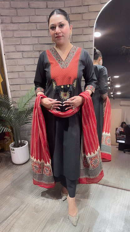 Espresso Black Designer Cotton Suit