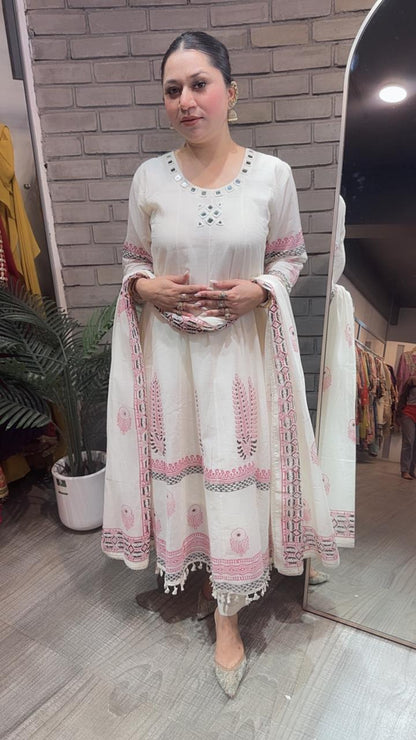 Feather Designer Anarkali Cotton Suit