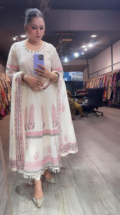 Feather Designer Anarkali Cotton Suit