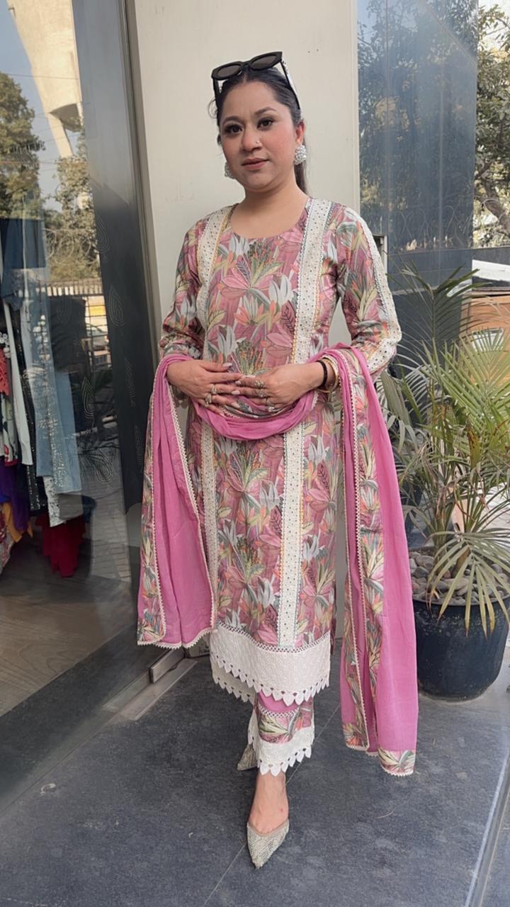 Tittle Cotton Designer Suit