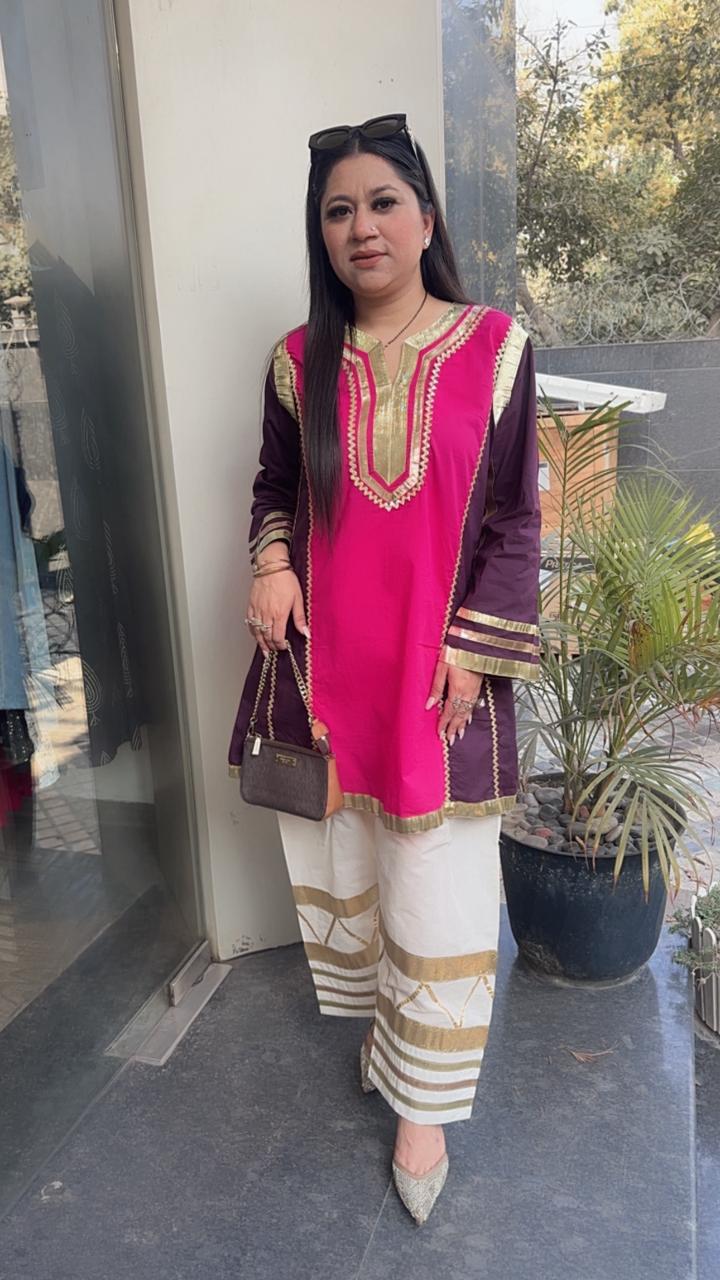 Bebo pink Purple Tunic Farshi Salwar