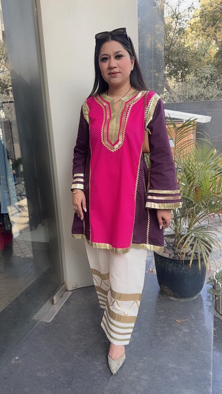 Bebo pink Purple Tunic Farshi Salwar